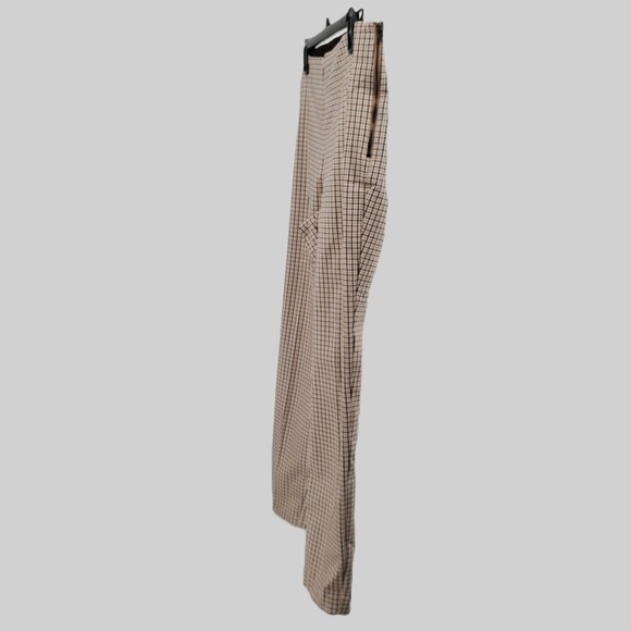 A New Day Plaid‎ Flat Front Pants Brown Beige Black Check Womens 12 Pre-Owned - Picture 9 of 12